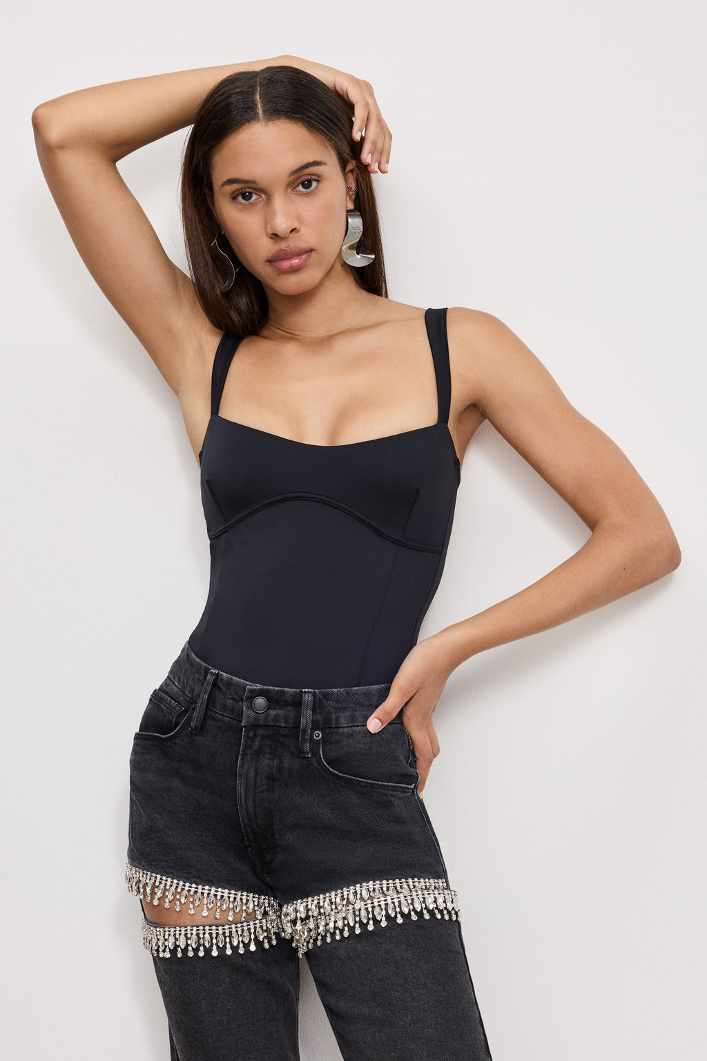 Premium SWEETHEART SCULPTING TANK BODYSUIT BLACK001