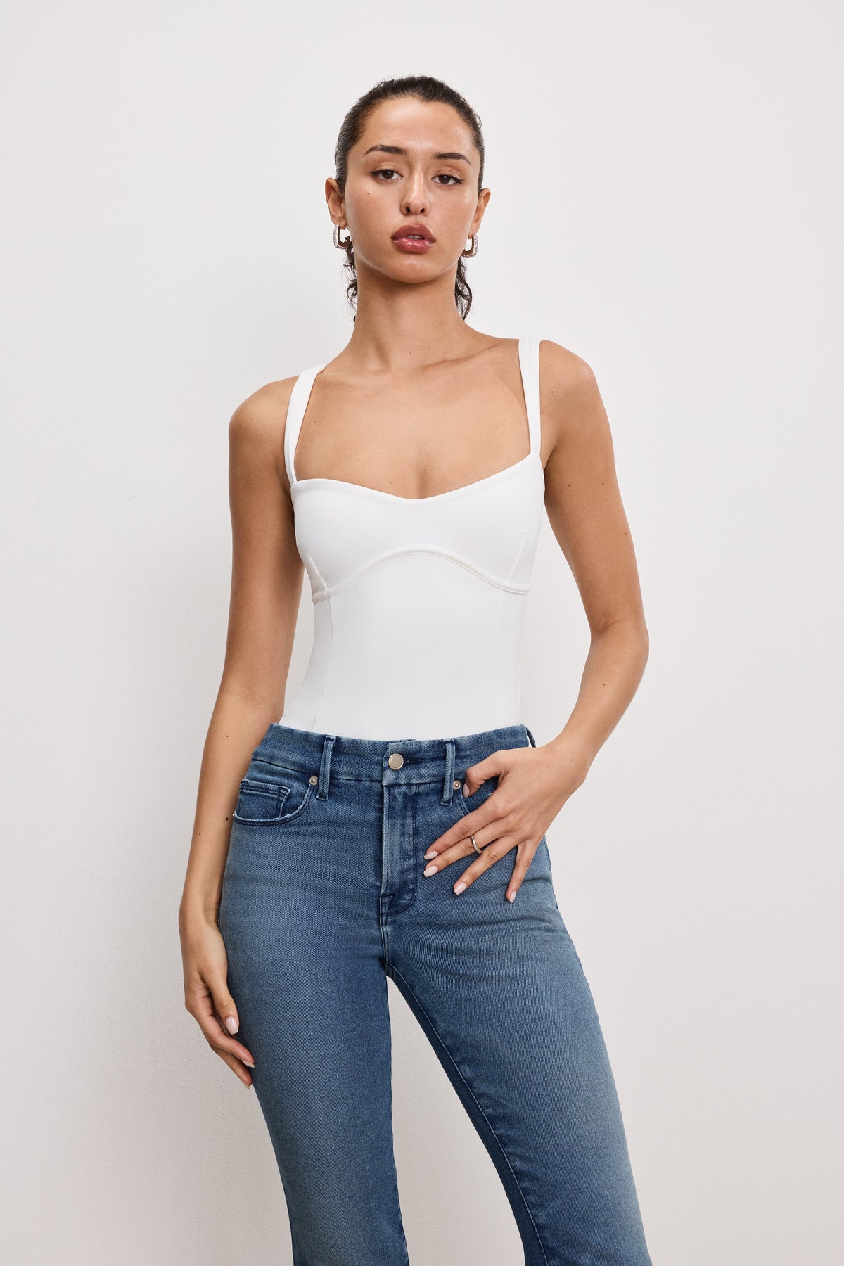 Premium SWEETHEART SCULPTING TANK BODYSUIT WHITE001