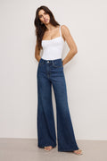Premium SOFT TECH GOOD WAIST PALAZZO JEANS INDIGO977