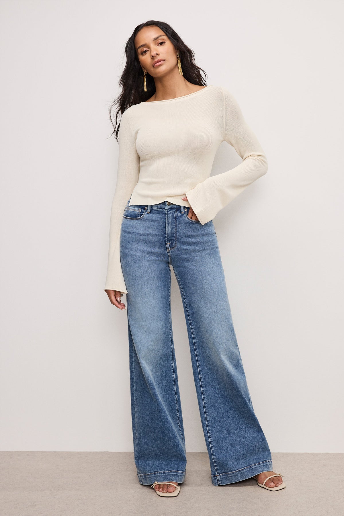Premium GOOD WAIST PALAZZO COMPRESSION JEANS INDIGO837