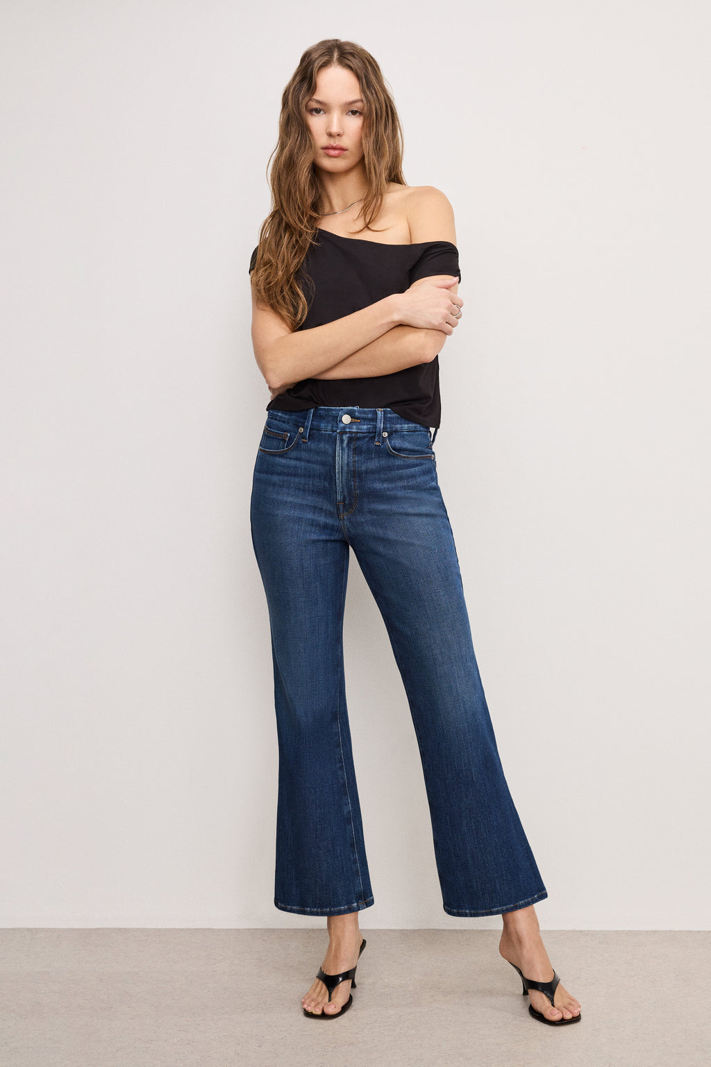 Premium SOFT TECH GOOD LEGS CROPPED MINI BOOT JEANS INDIGO977