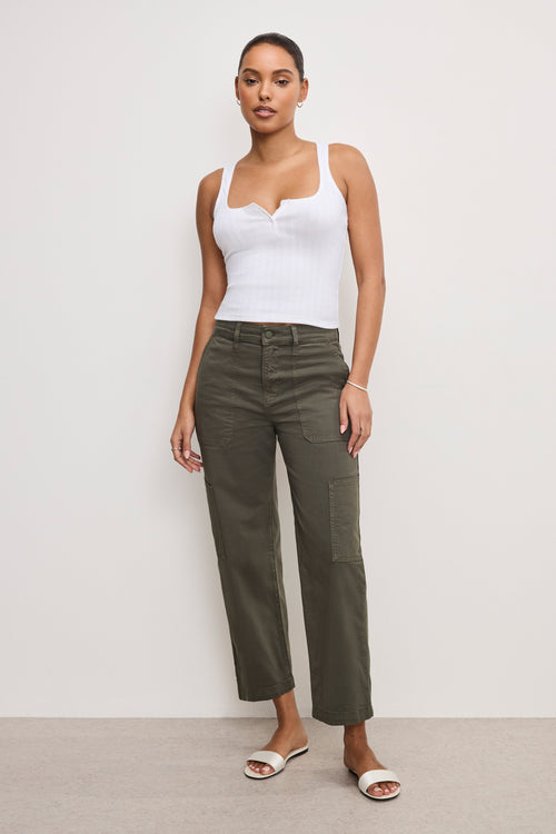 Premium CARGO CROPPED TWILL PANTS FATIGUE001