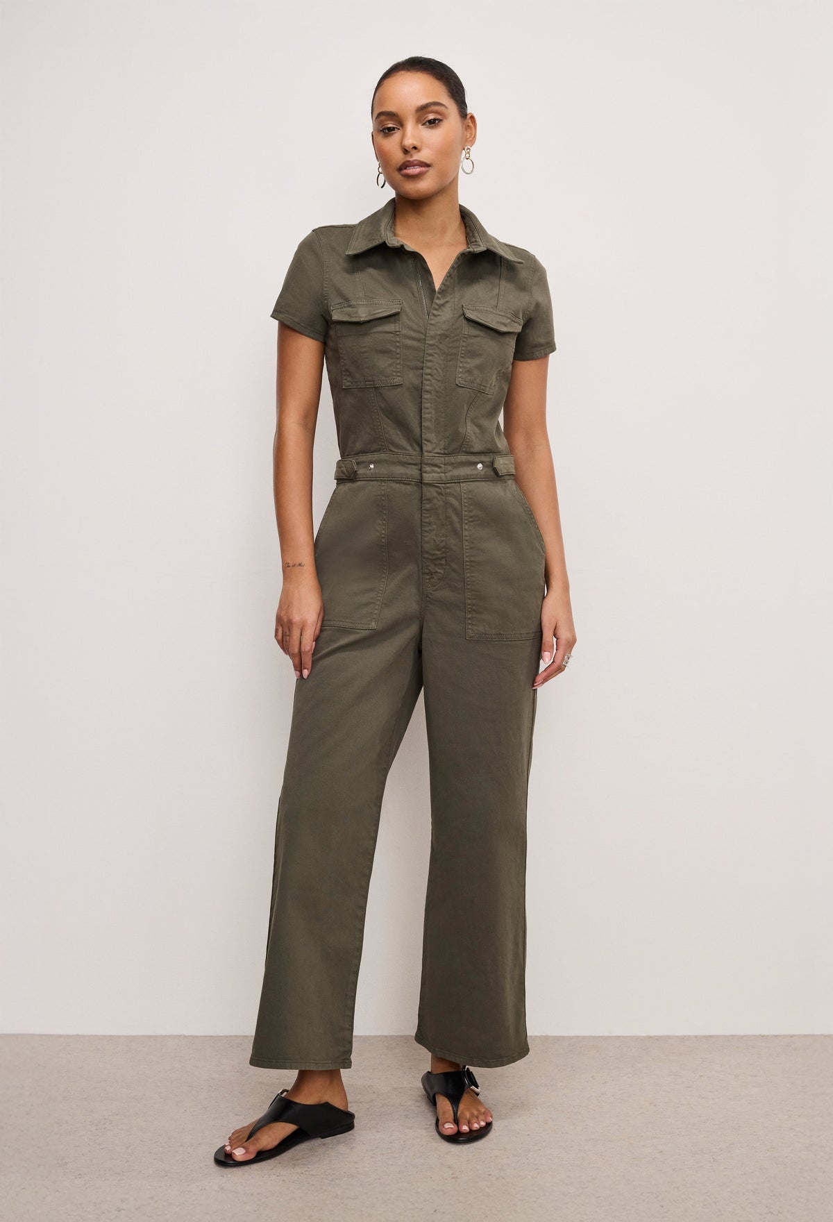 Premium FIT FOR SUCCESS TWILL PALAZZO CROPPED JUMPSUIT FATIGUE001