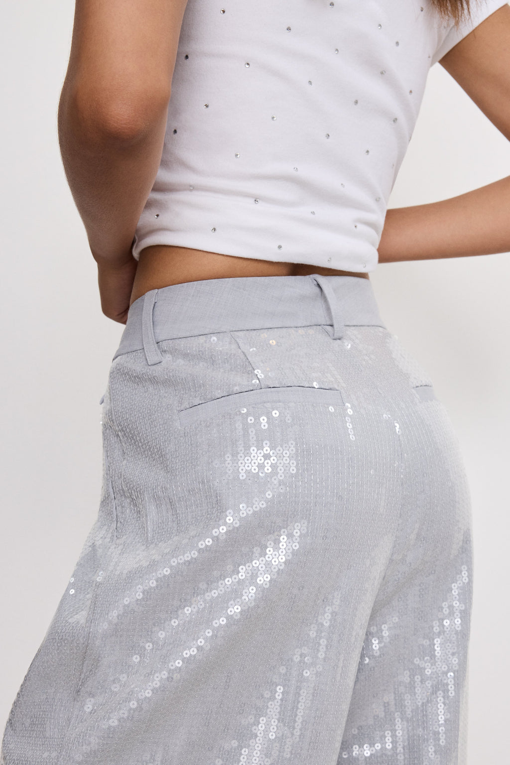 Premium GOOD 90s SEQUIN TROUSERS HEATHER GREY001