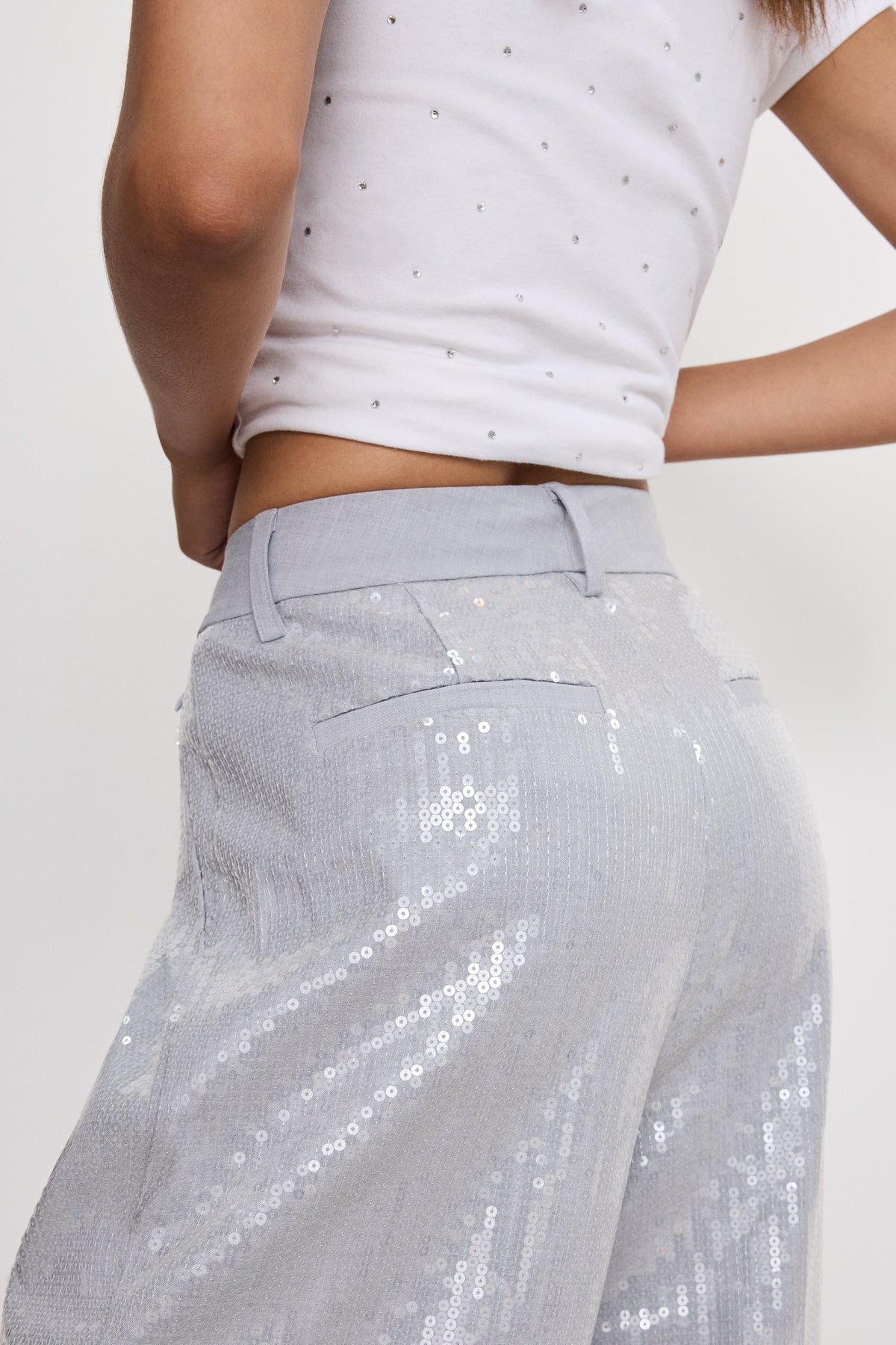 Premium GOOD 90s SEQUIN TROUSERS HEATHER GREY001