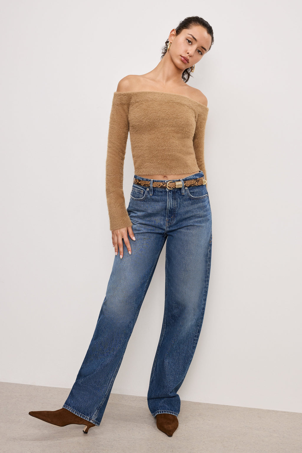 Premium OFF SHOULDER PLUSH TOP WARM CARAMEL003