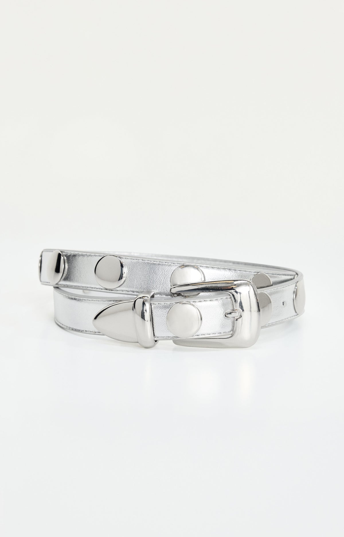 Premium CLASSIC STUDDED SILVER BELT CHROME004