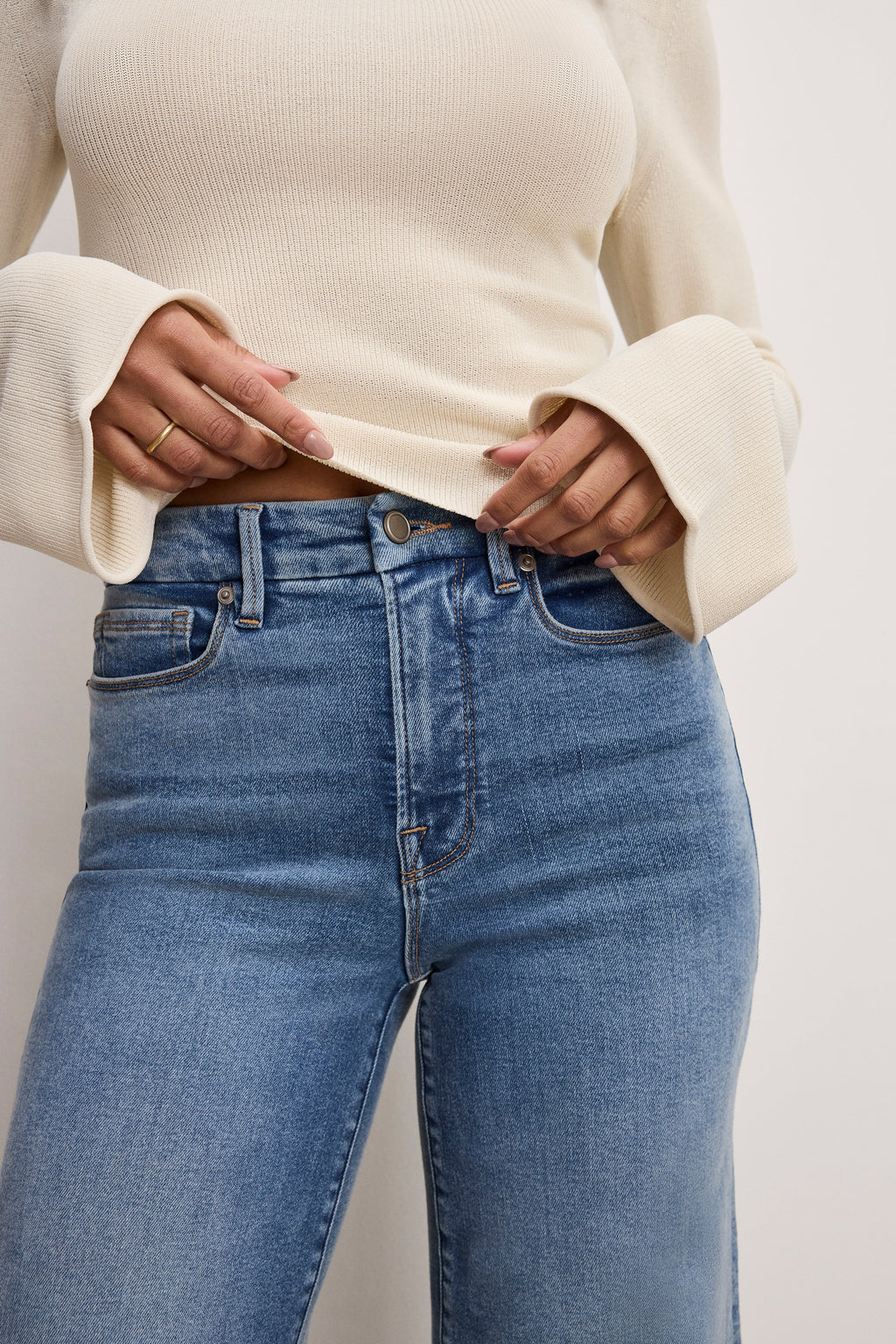 Premium GOOD WAIST PALAZZO COMPRESSION JEANS INDIGO837