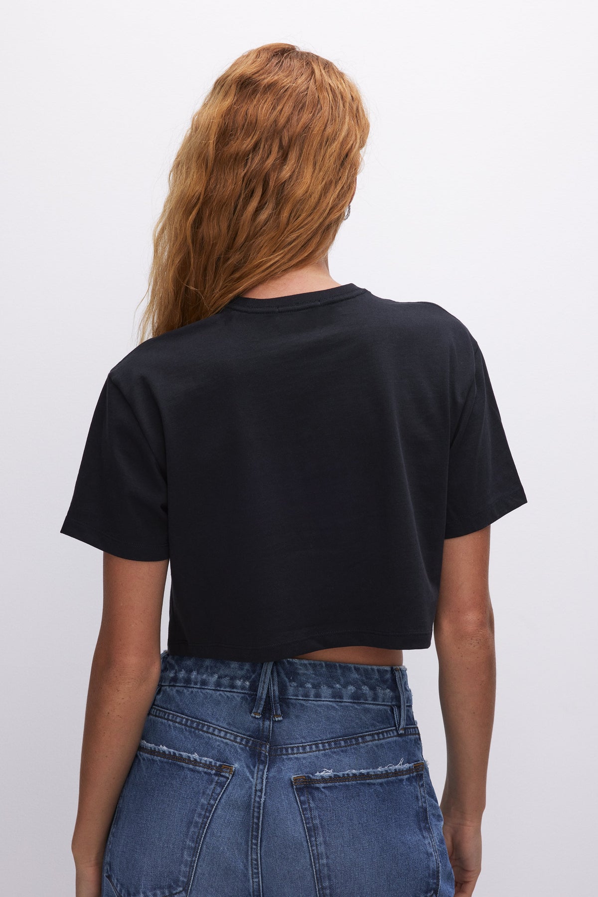 Premium COTTON CROPPED TEE BLACK001