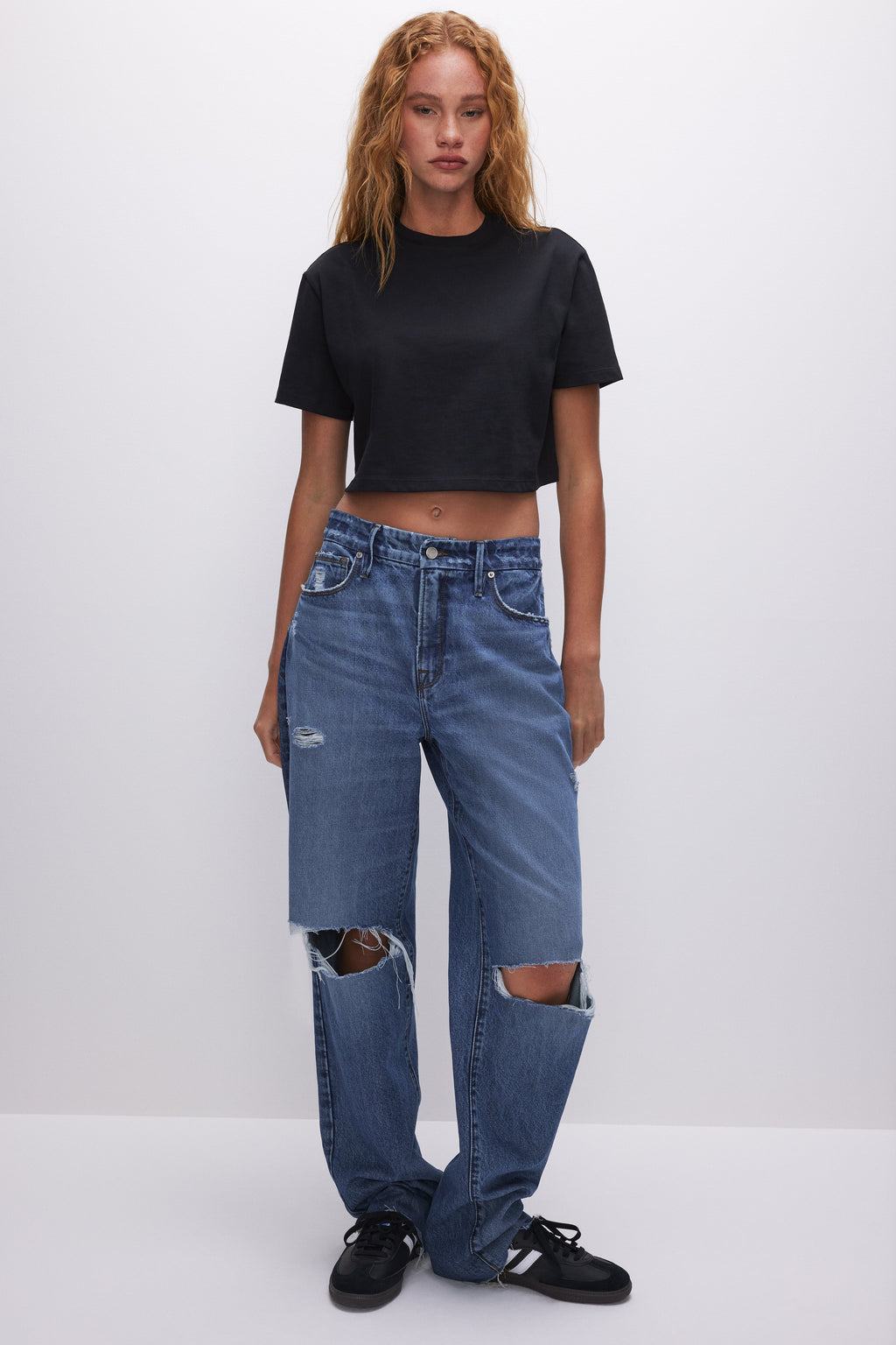 Premium COTTON CROPPED TEE BLACK001