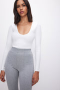 Premium SCULPTING SCOOP NECK BODYSUIT WHITE001