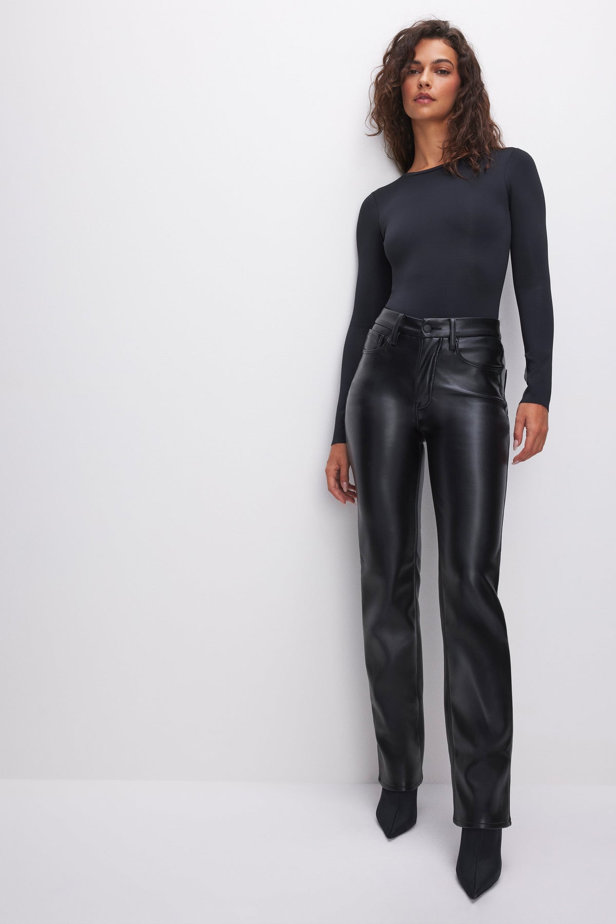 Premium GOOD ICON FAUX LEATHER PANTS BLACK001