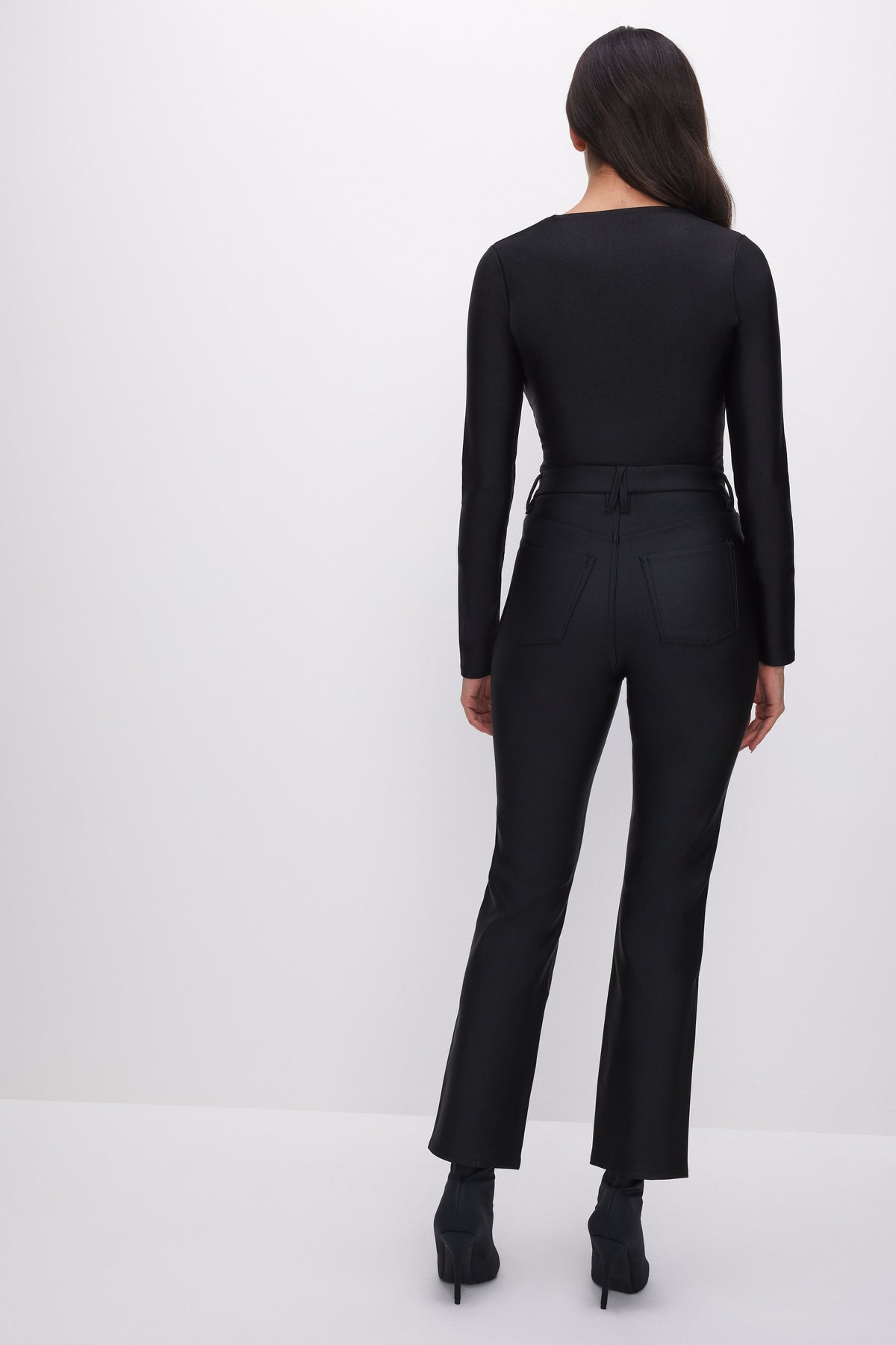 Premium COMPRESSION SHINE STRAIGHT PANTS BLACK001
