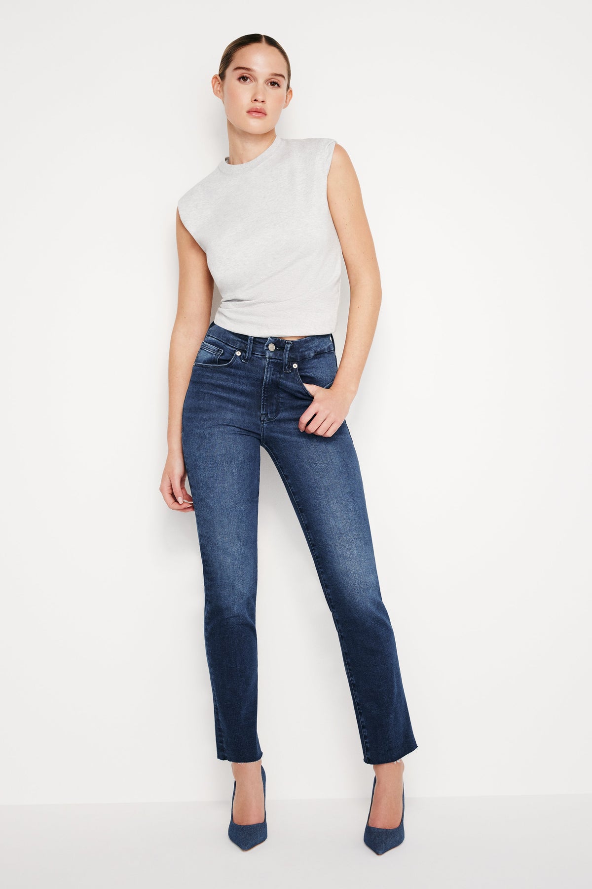 Premium ALWAYS FITS GOOD CLASSIC SLIM STRAIGHT JEANS INDIGO446