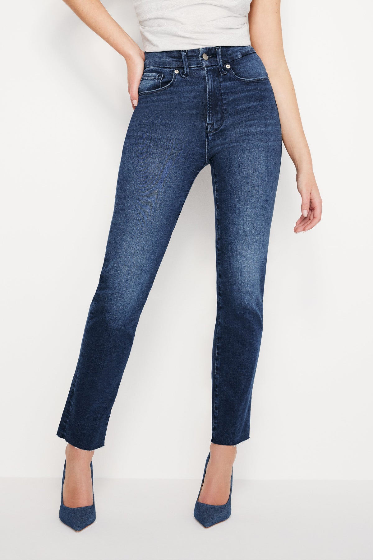 Premium ALWAYS FITS GOOD CLASSIC SLIM STRAIGHT JEANS INDIGO446