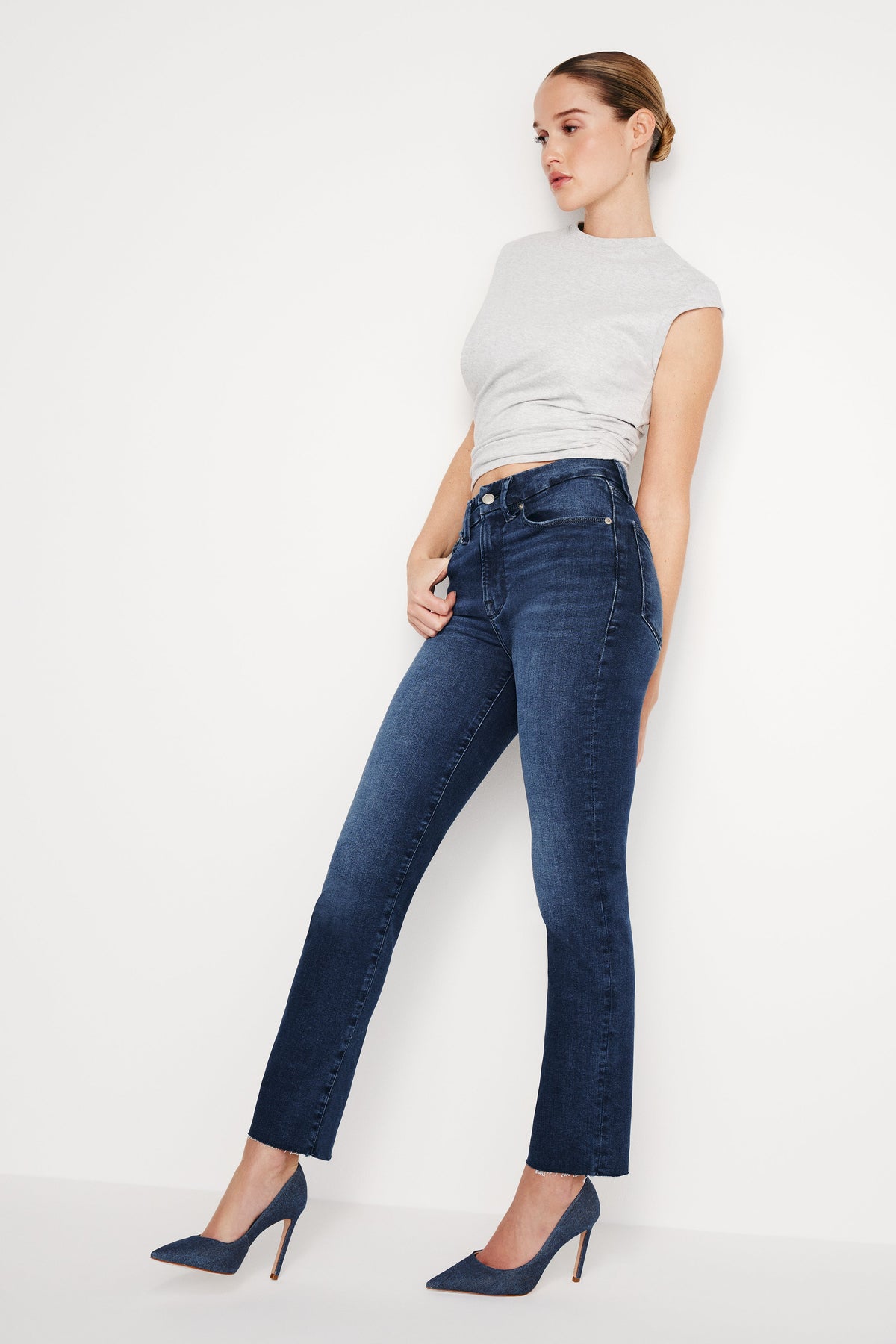 Premium ALWAYS FITS GOOD CLASSIC SLIM STRAIGHT JEANS INDIGO446