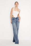 Premium POPLIN CORSET TOP PUTTY PENCIL STRIPE003