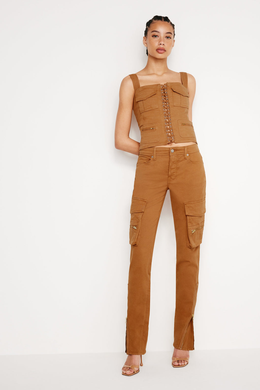 Premium TWILL SKINNY CARGO PANTS CANYON003