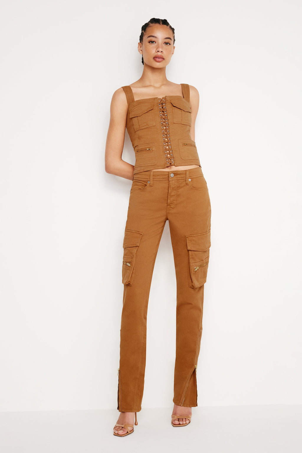 Premium TWILL SKINNY CARGO PANTS CANYON003