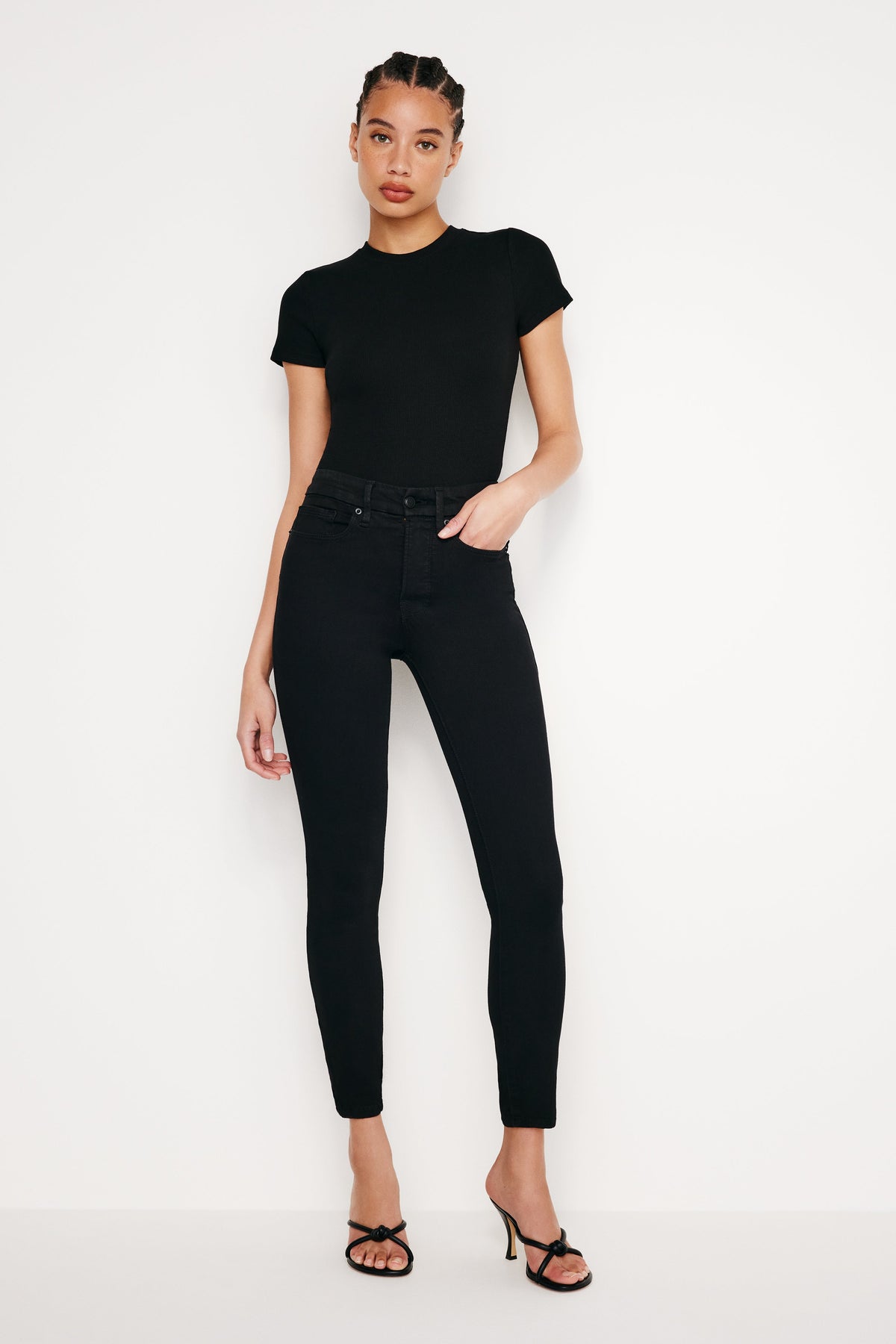 Premium NEVER FADE GOOD LEGS SKINNY CROPPED JEANS BLACK