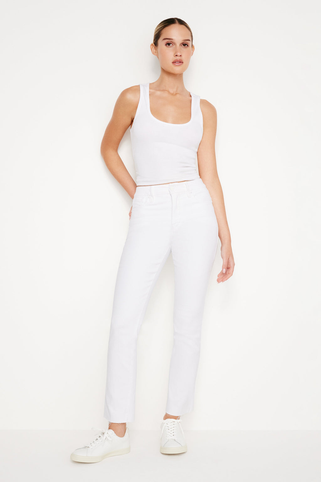 Premium GOOD LEGS STRAIGHT JEANS WHITE037