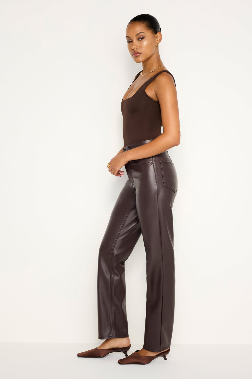 Premium GOOD ICON FAUX LEATHER PANTS BARK003