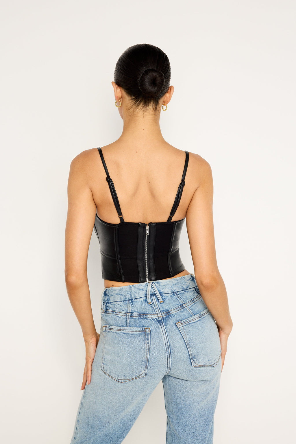 Premium FAUX LEATHER LACE UP BUSTIER BLACK001