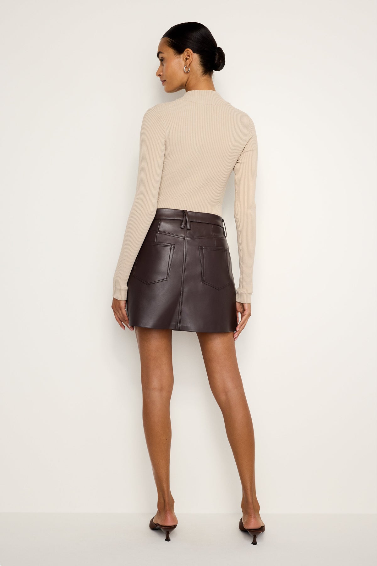 Premium FAUX LEATHER MINI SKIRT BARK003