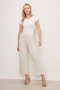 Premium GOOD WAIST PALAZZO CROPPED JEANS BONE001
