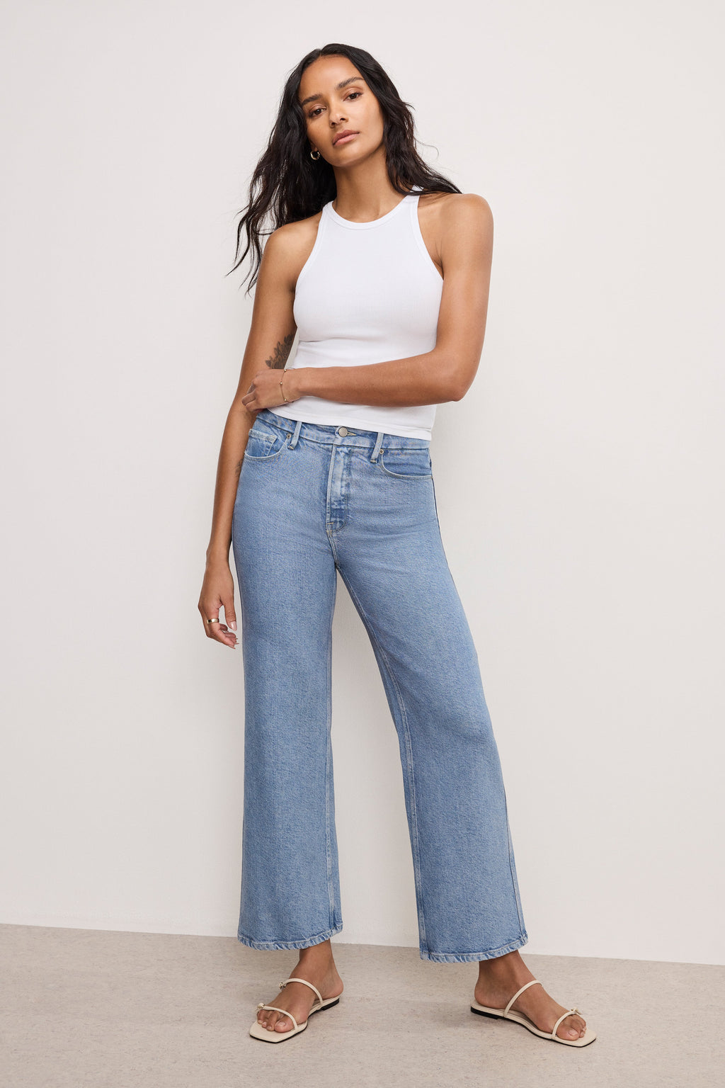 Premium SOFT TECH GOOD SKATE WIDE CROPPED JEANS INDIGO860