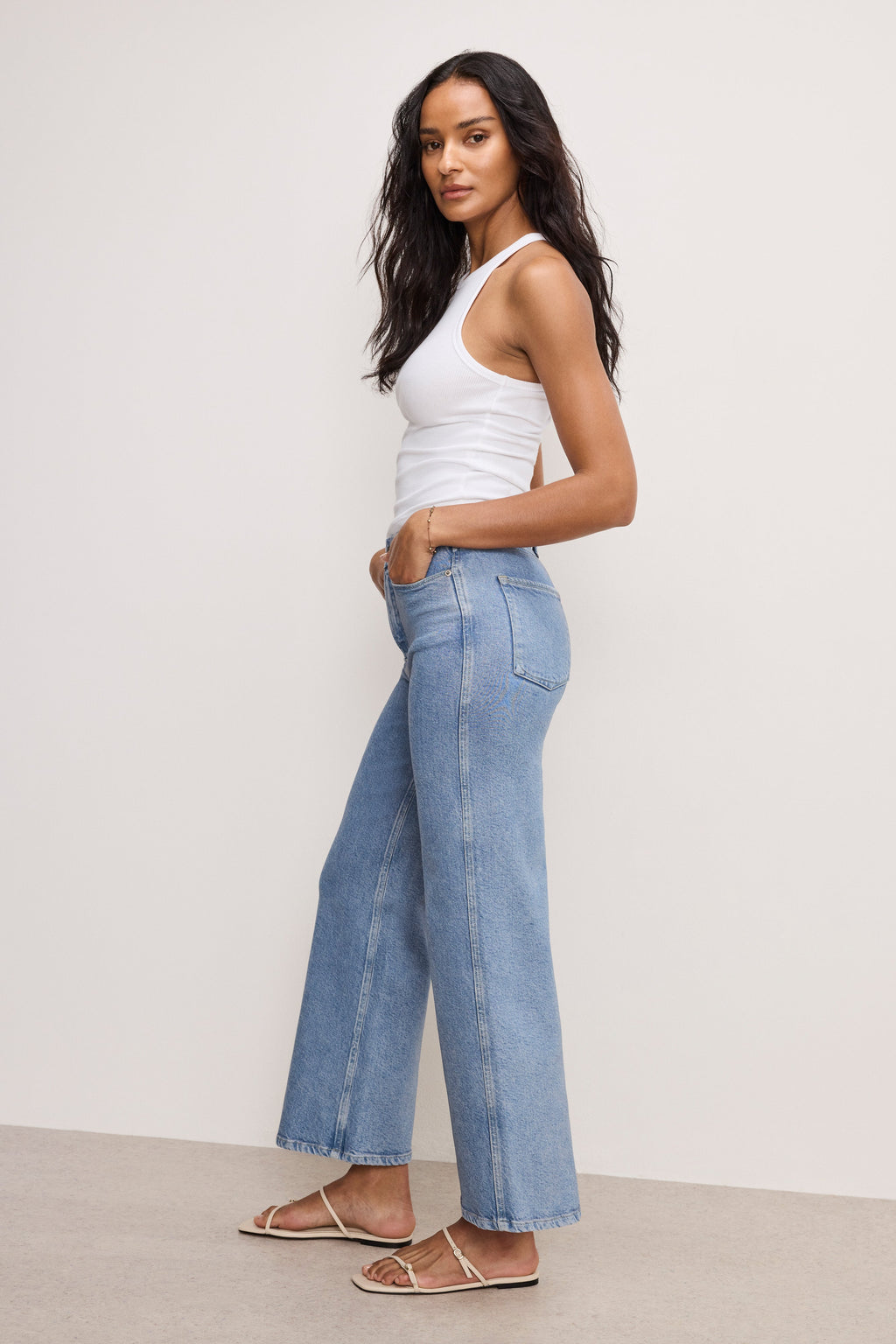 Premium SOFT TECH GOOD SKATE WIDE CROPPED JEANS INDIGO860