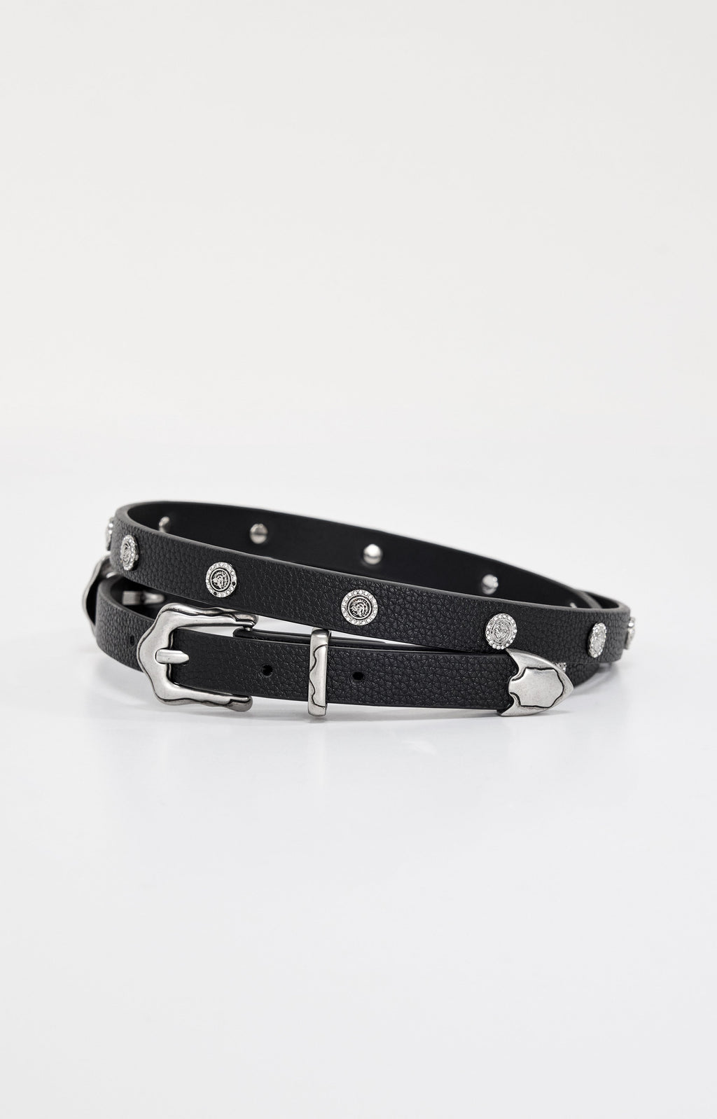 Premium SKINNY DOUBLE BUCKLE BELT BLACK001
