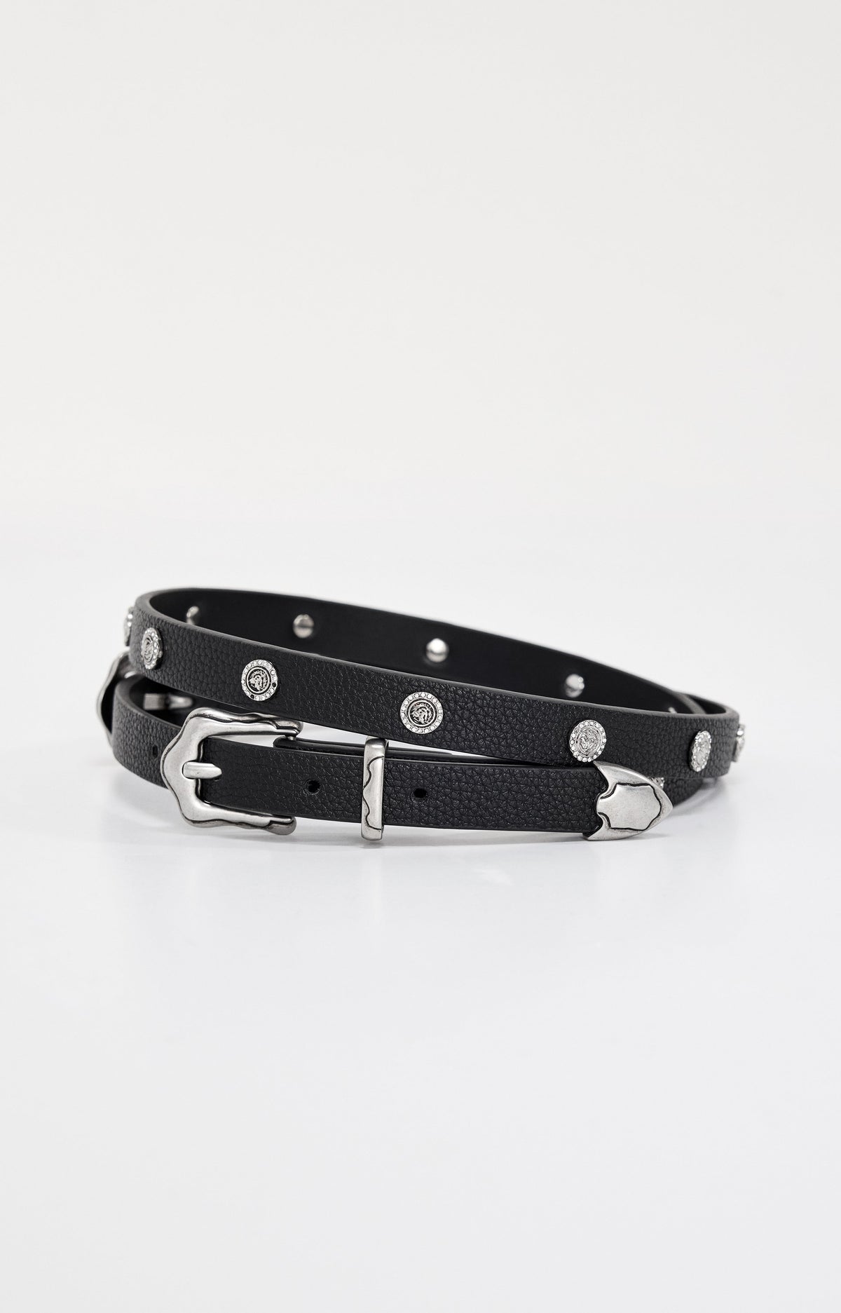 Premium SKINNY DOUBLE BUCKLE BELT BLACK001