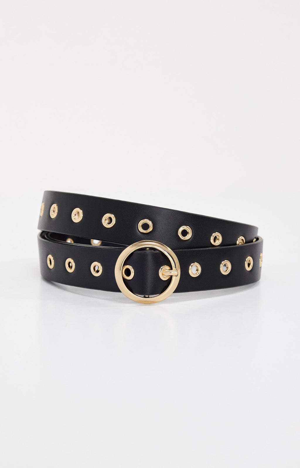 Premium SKINNY EYELET BELT BLACK001