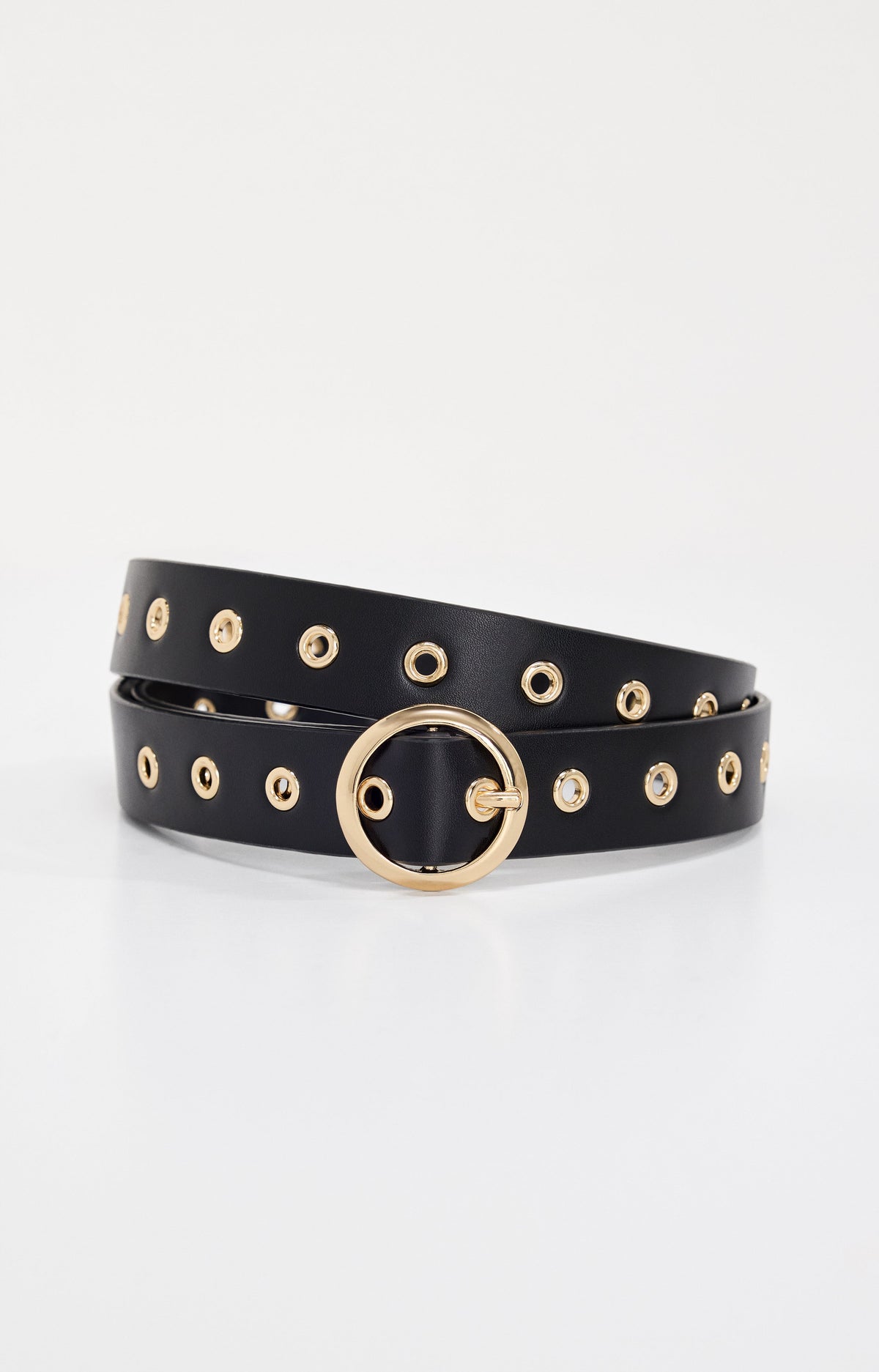Premium SKINNY EYELET BELT BLACK001