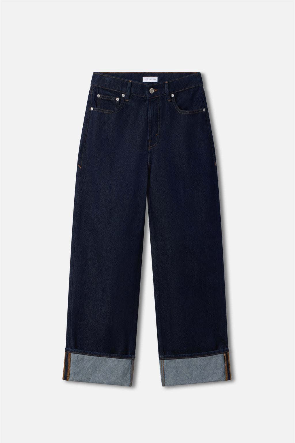 Premium GOOD LOW RISE BAGGY CUFFED JEANS INDIGO1006