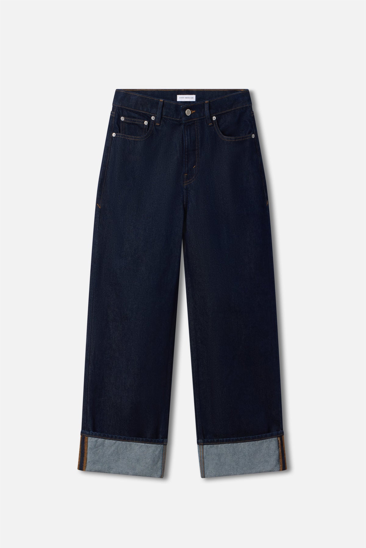 Premium GOOD LOW RISE BAGGY CUFFED JEANS INDIGO1006