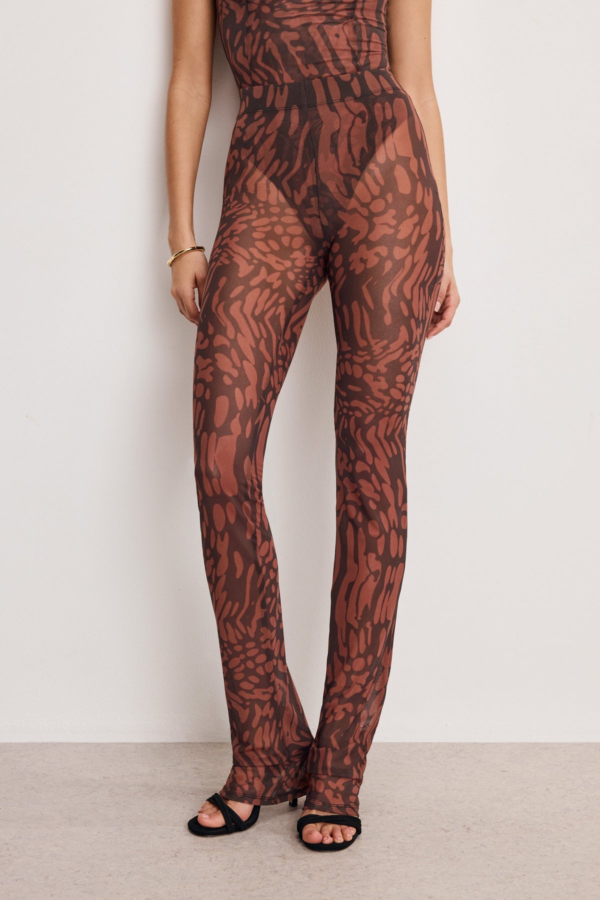 Premium MESH MICRO BOOT LEGGINGS JAVA WARPED LEOPARD001
