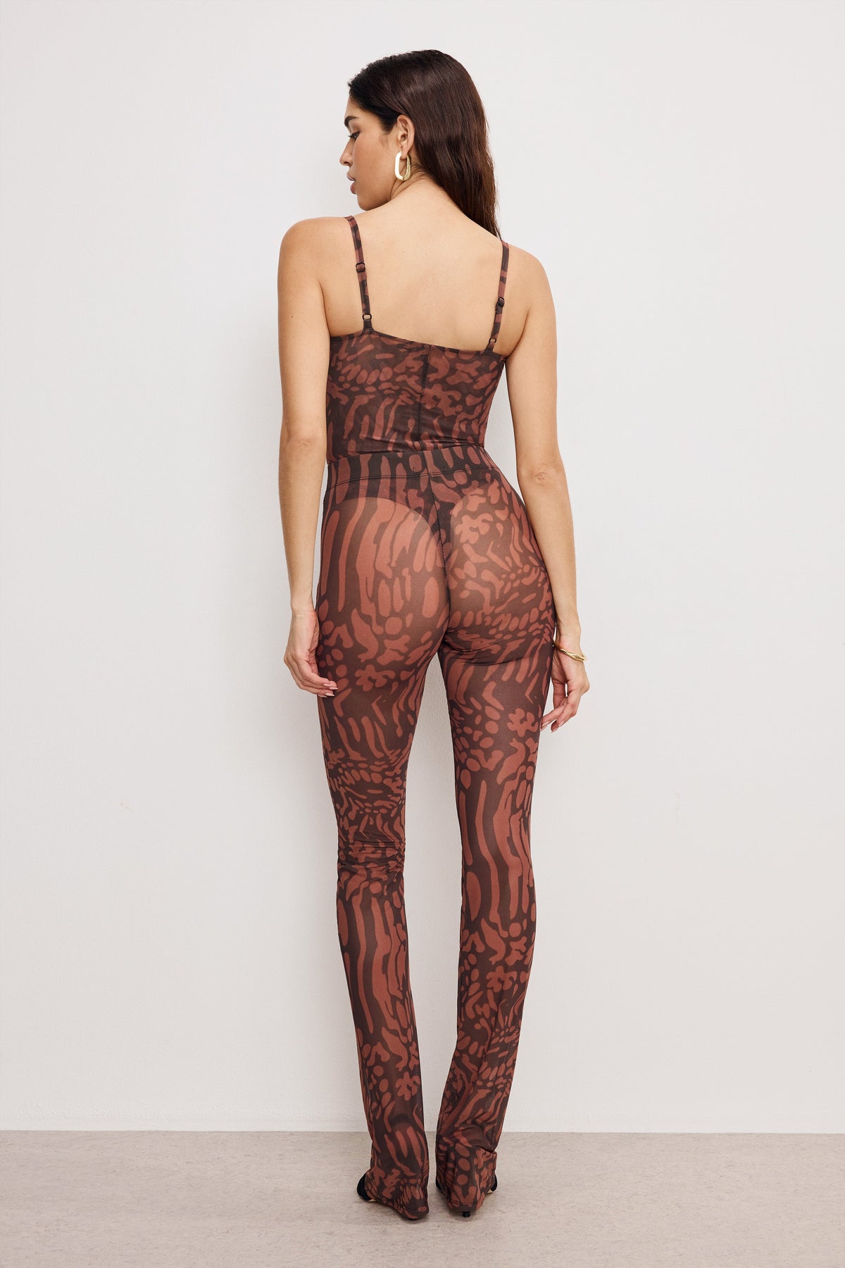 Premium MESH MICRO BOOT LEGGINGS JAVA WARPED LEOPARD001