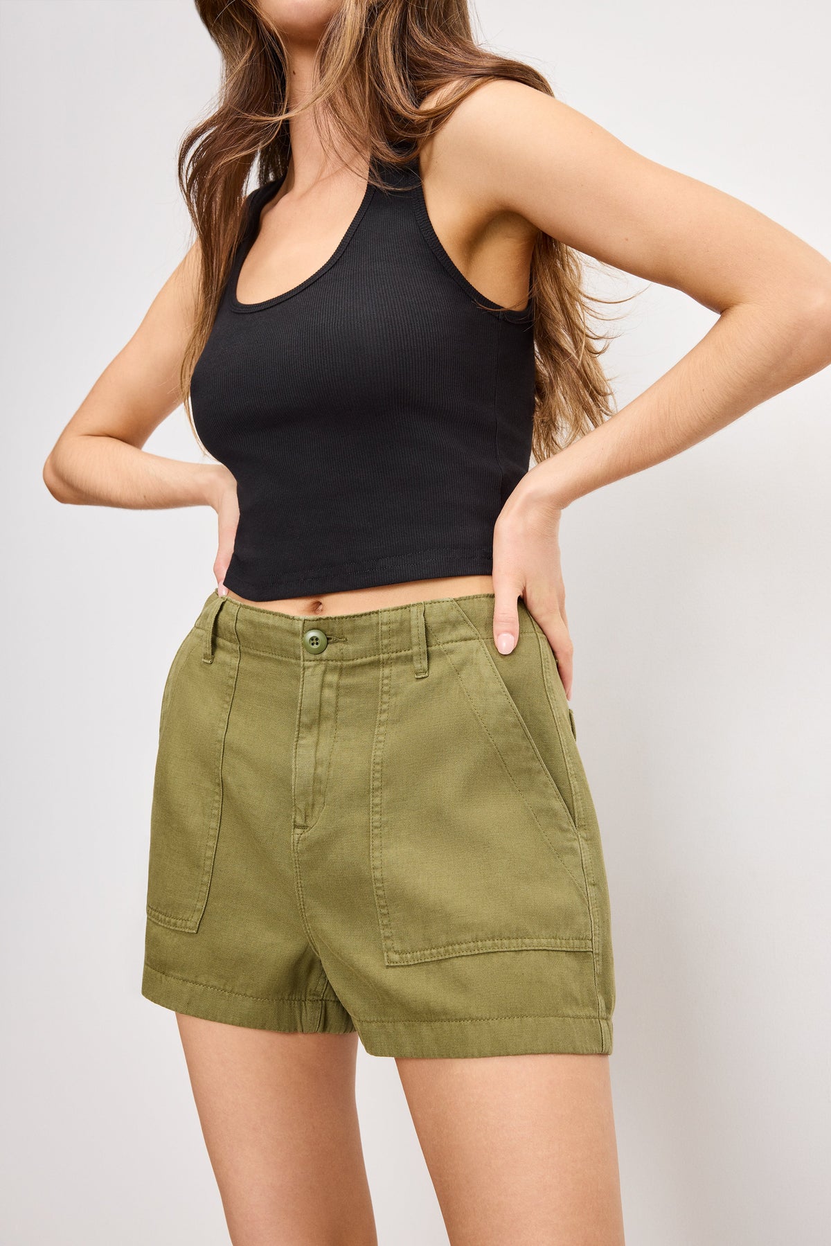 Premium LITE LINEN SHORTS MARTINI OLIVE002