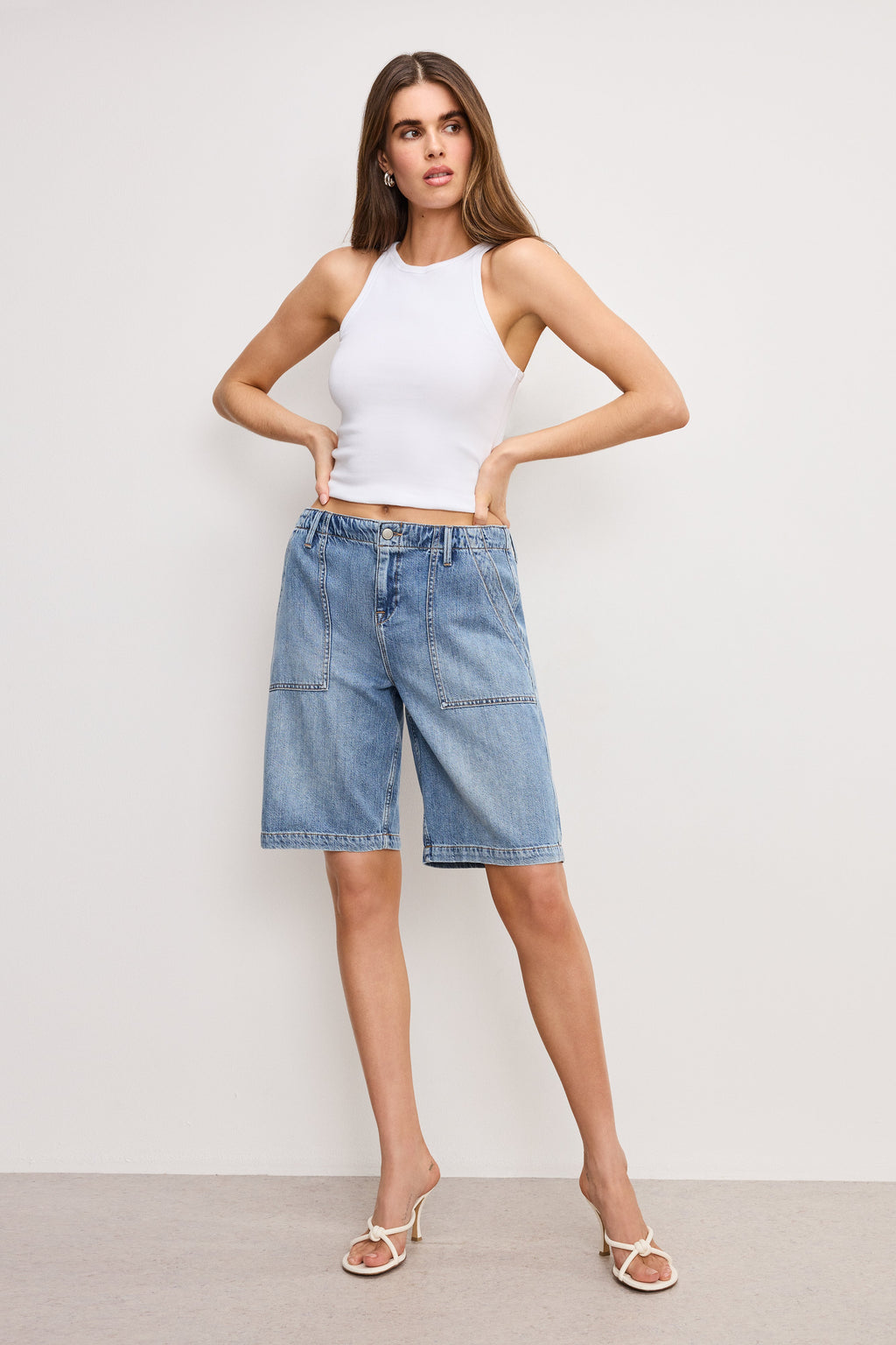 Premium LITE LINEN BERMUDA SHORT INDIGO786