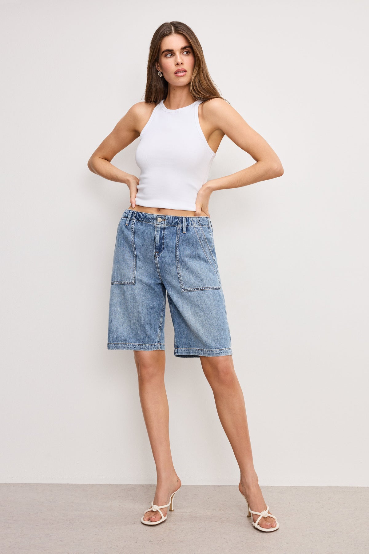 Premium LITE LINEN BERMUDA SHORT INDIGO786