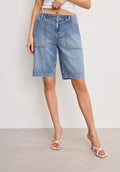 Premium LITE LINEN BERMUDA SHORT INDIGO786