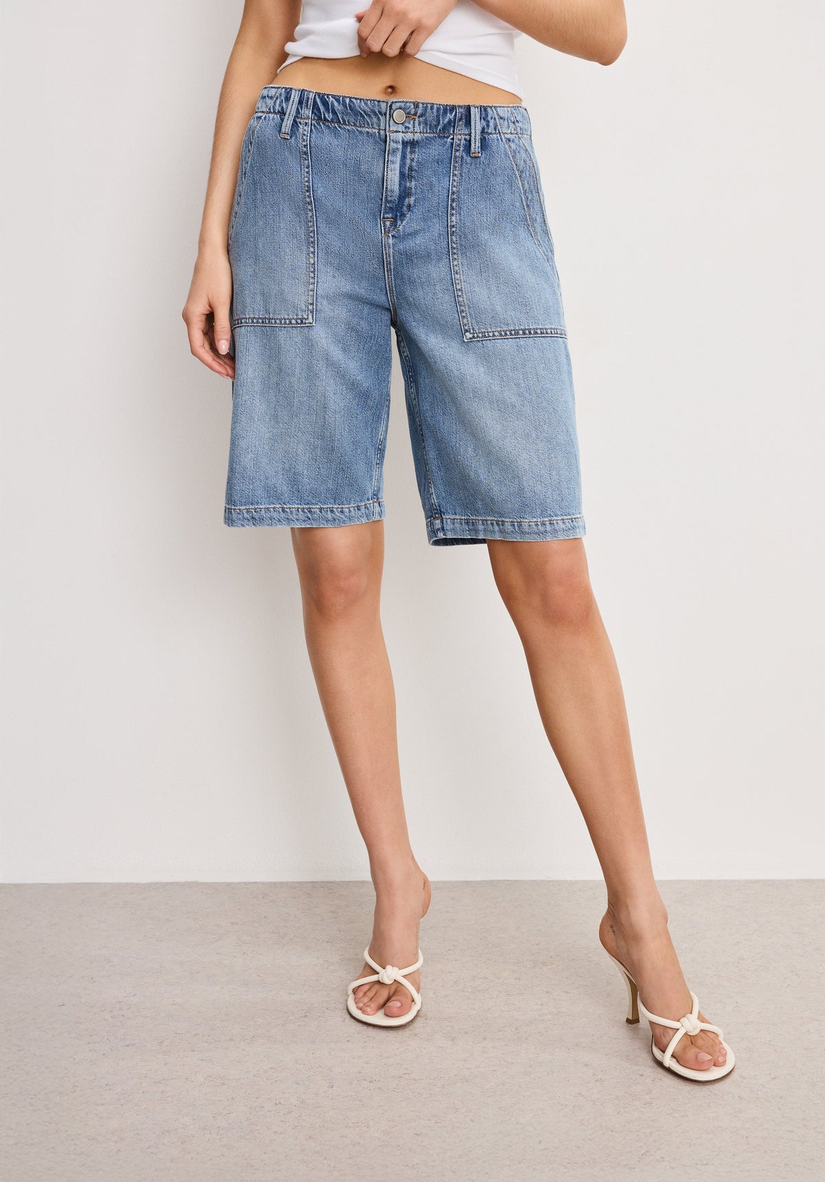 Premium LITE LINEN BERMUDA SHORT INDIGO786
