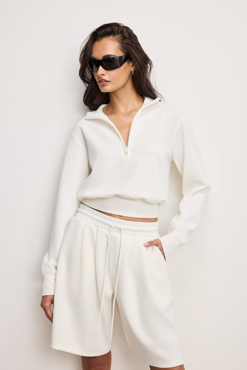 Premium AIR SOFT HALF ZIP SWEATSHIRT CLOUD WHITE