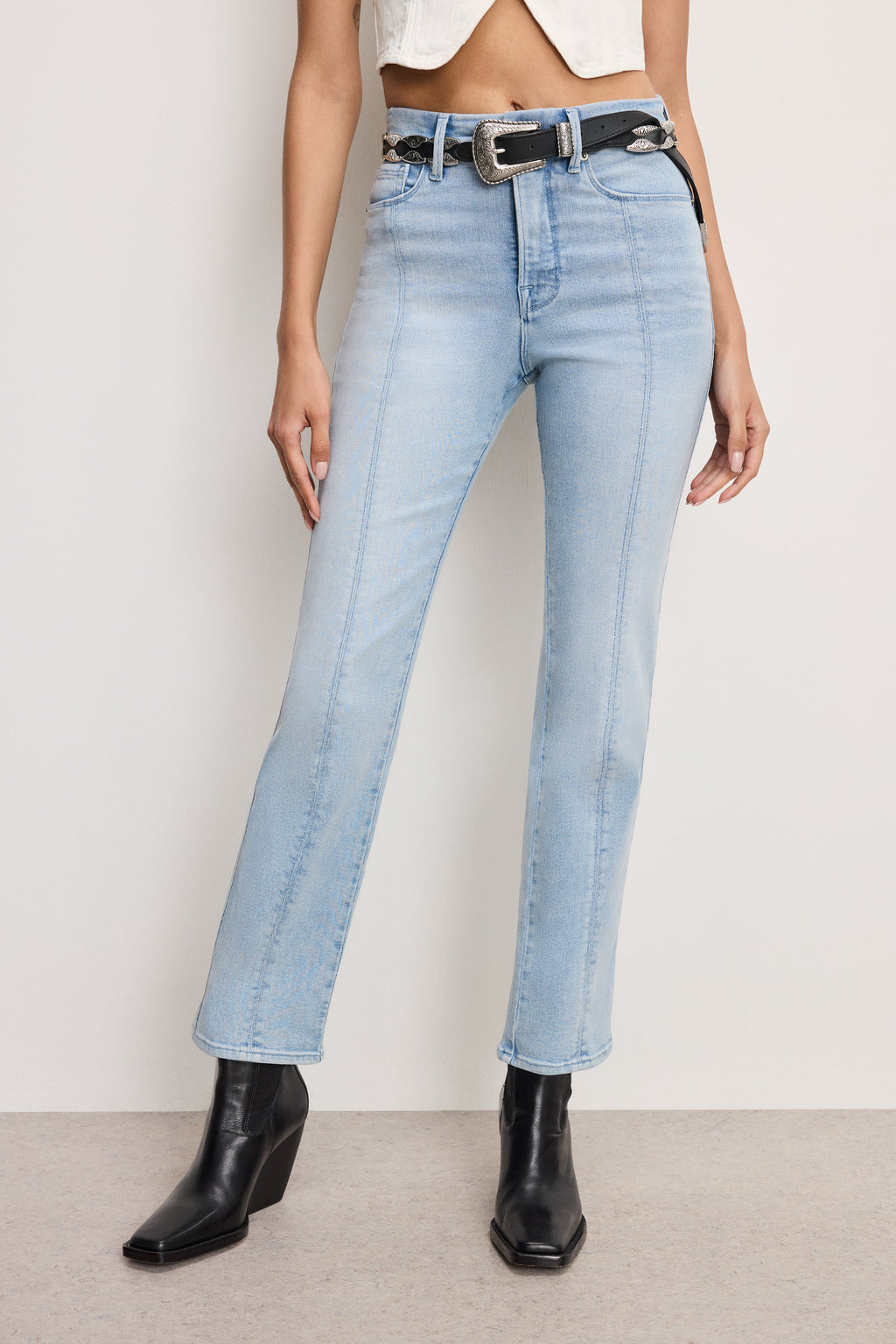 Premium GOOD CURVE STRAIGHT COMPRESSION JEANS INDIGO949