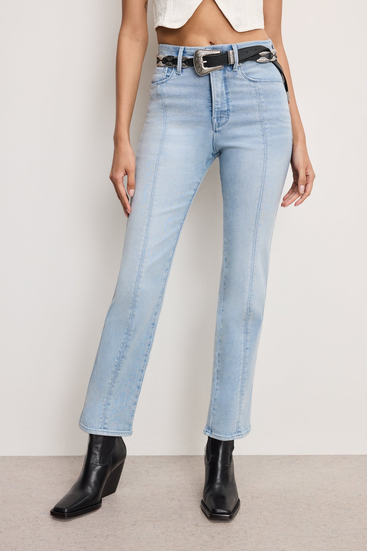 Premium GOOD CURVE STRAIGHT COMPRESSION JEANS INDIGO949