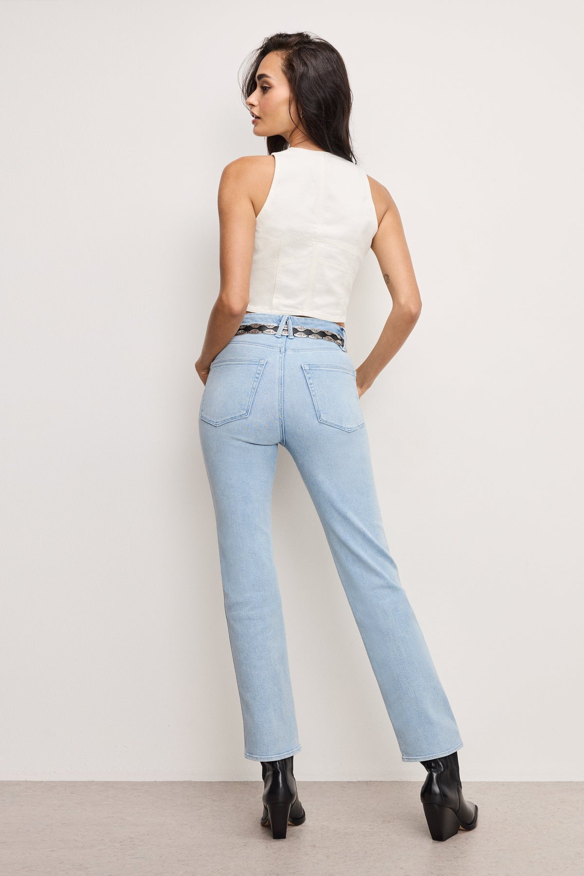 Premium GOOD CURVE STRAIGHT COMPRESSION JEANS INDIGO949