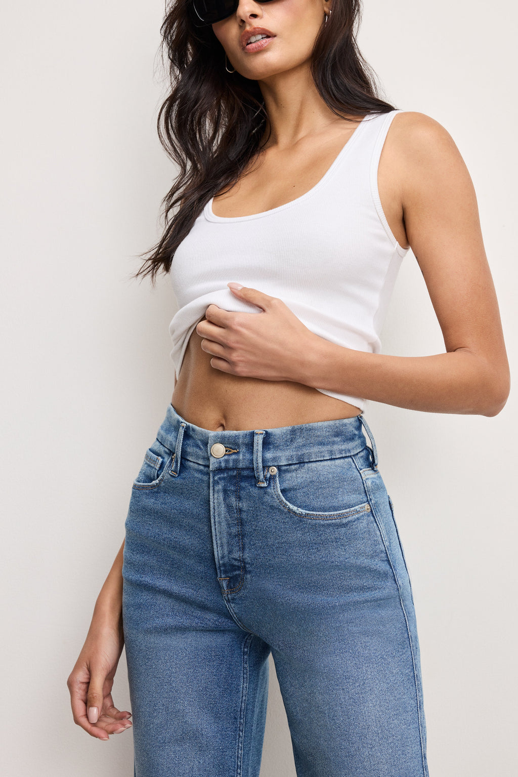 Premium GOOD SKATE WIDE CROPPED JEANS BLUE541