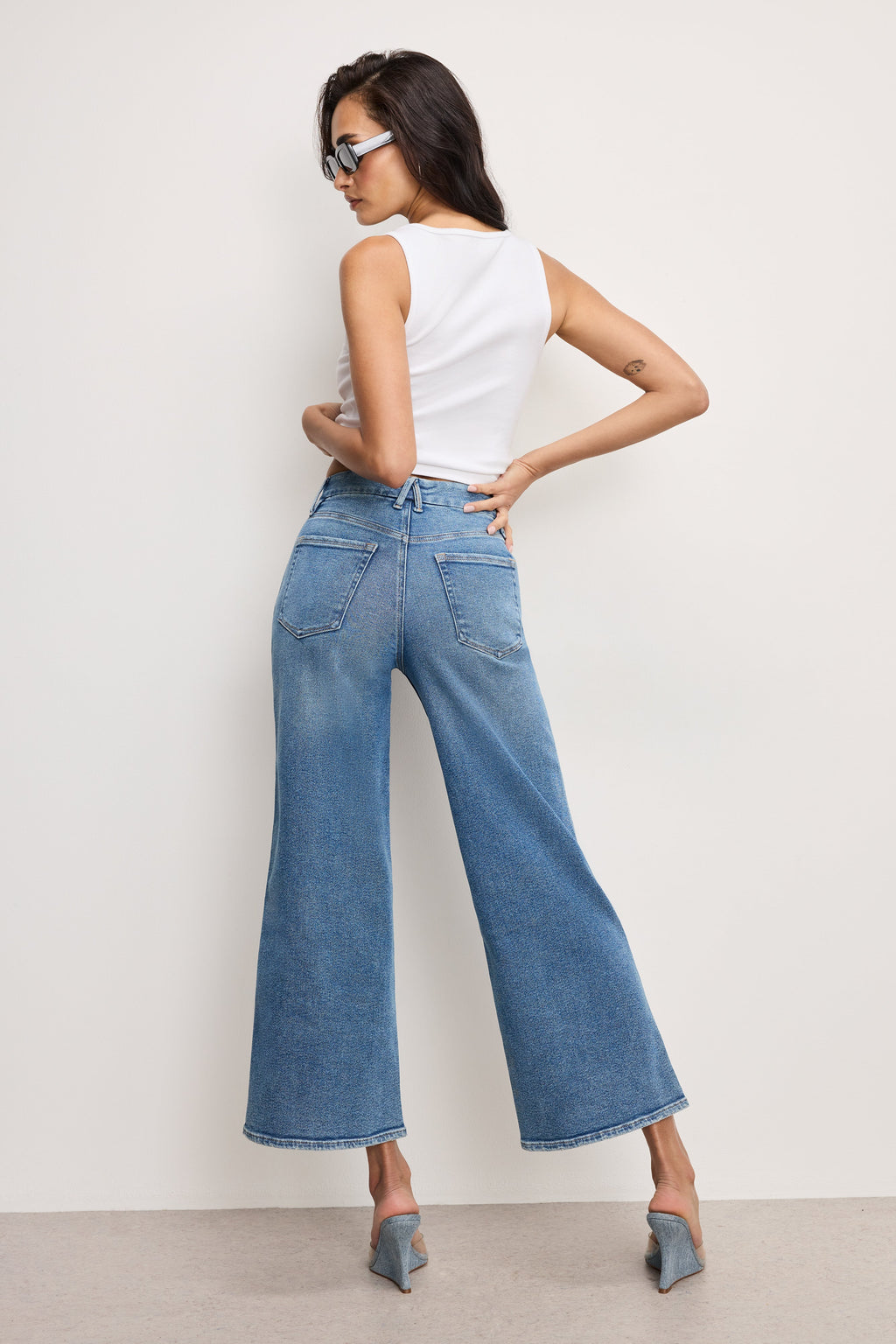 Premium GOOD SKATE WIDE CROPPED JEANS BLUE541